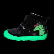 d.d.step unicorn barefoot leather glow in the dark shoes (a063-52815b) shoes uk side view highlighting sole flexibility and shape
