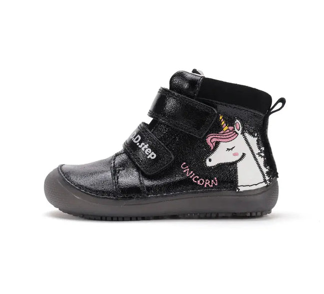 d.d.step unicorn barefoot leather glow in the dark shoes (a063-52815b) shoes uk main view showing overall design for toddlers