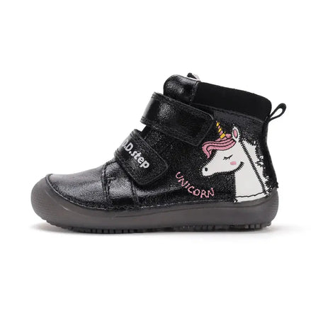 d.d.step unicorn barefoot leather glow in the dark shoes (a063-52815b) shoes uk main view showing overall design for toddlers