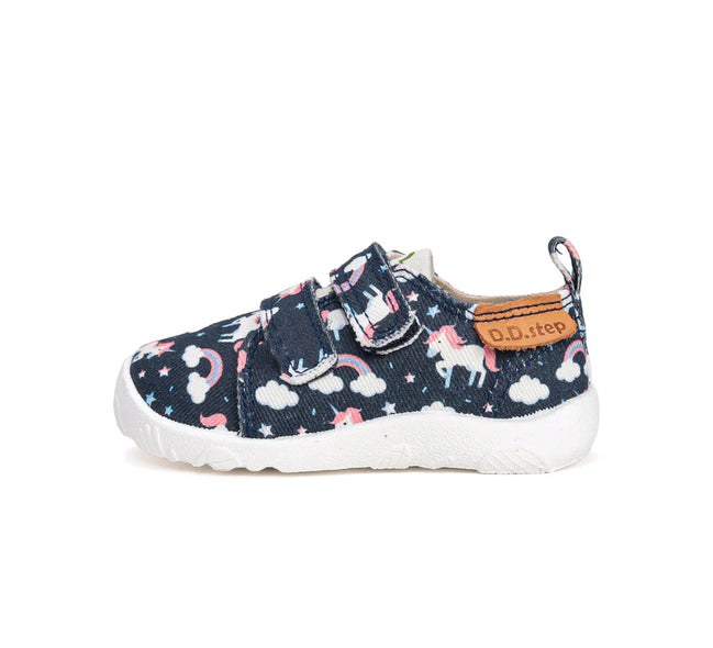 d.d.step girls barefoot/ water-repellence/canvas (c086-52832) shoes uk main view showing overall design for toddlers