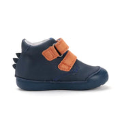 d.d.step first step leather boy shoes (s066-52509a) shoes uk close up of material and stitching details