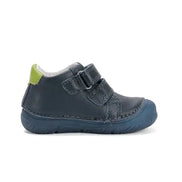 Side view toddler boys shoes flexible sole first walkers navy