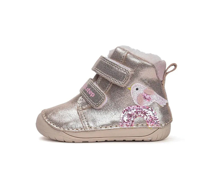 d.d.step little girl barefoot padded ankle boots (w070-52624a) boots uk main view showing overall design for toddlers