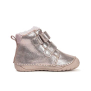 d.d.step little girl barefoot padded ankle boots (w070-52624a) boots uk side view highlighting sole flexibility and shape