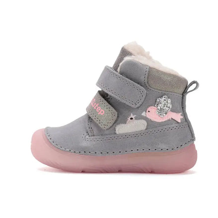 d.d.step little girl padded ankle boots (w082-52314b) boots uk main view showing overall design for toddlers